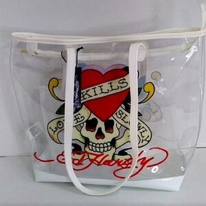NWT Ed Hardy Love Kills Slowly Clear Tote